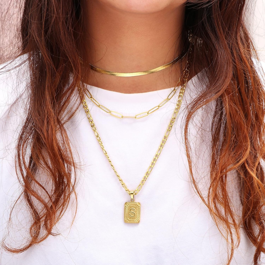 Golden Layered Initial Necklace by MOOHAM
