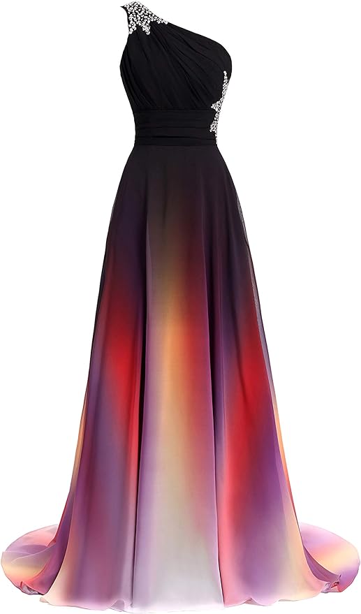One-Shoulder Long Evening Gown