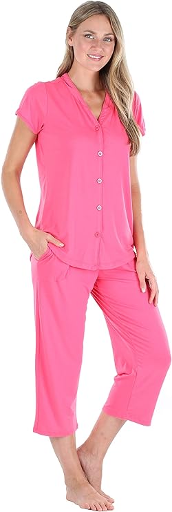 Cotton Pajama Set with Button-Up Top