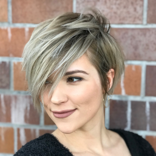Pixie Cut with Side-Swept Bangs