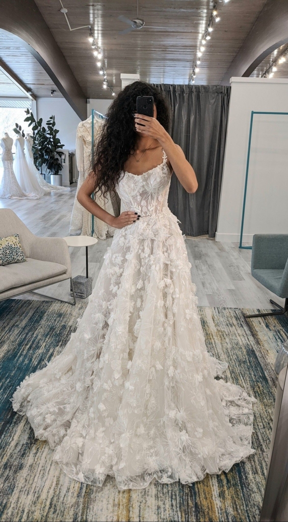 Wedding Dress with Three Dimensional Flowers