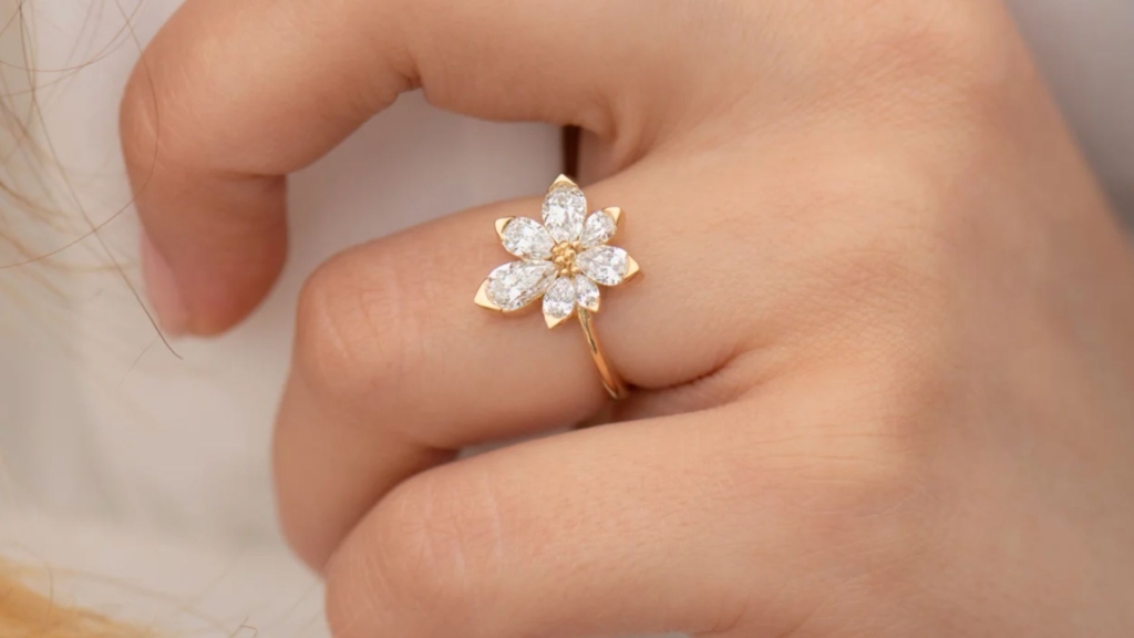 Daisy Flower Engagement Ring.